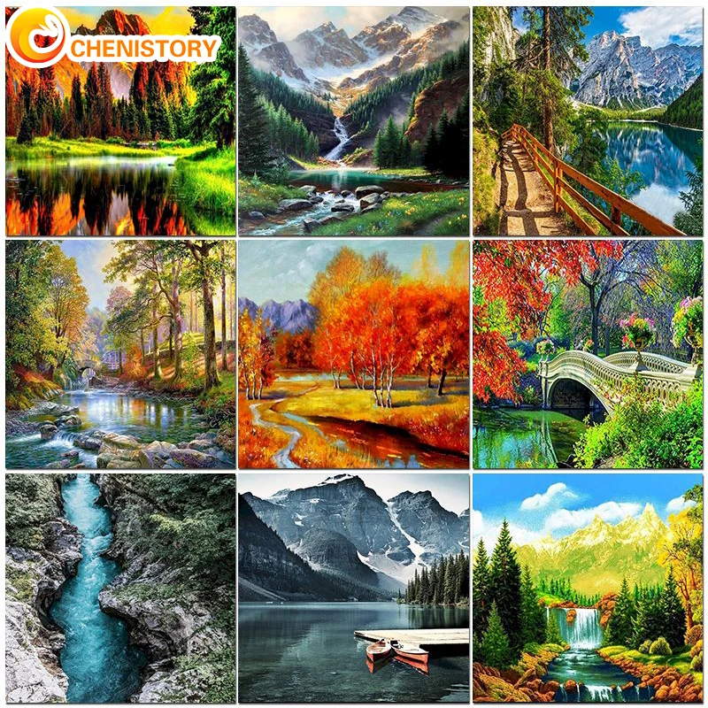

CHENISTORY 60x75cm DIY Adult Paint By Numbers Landscape Kit Home On Canvas Painting Coloring By Numbers Wall Art Decor Pictures