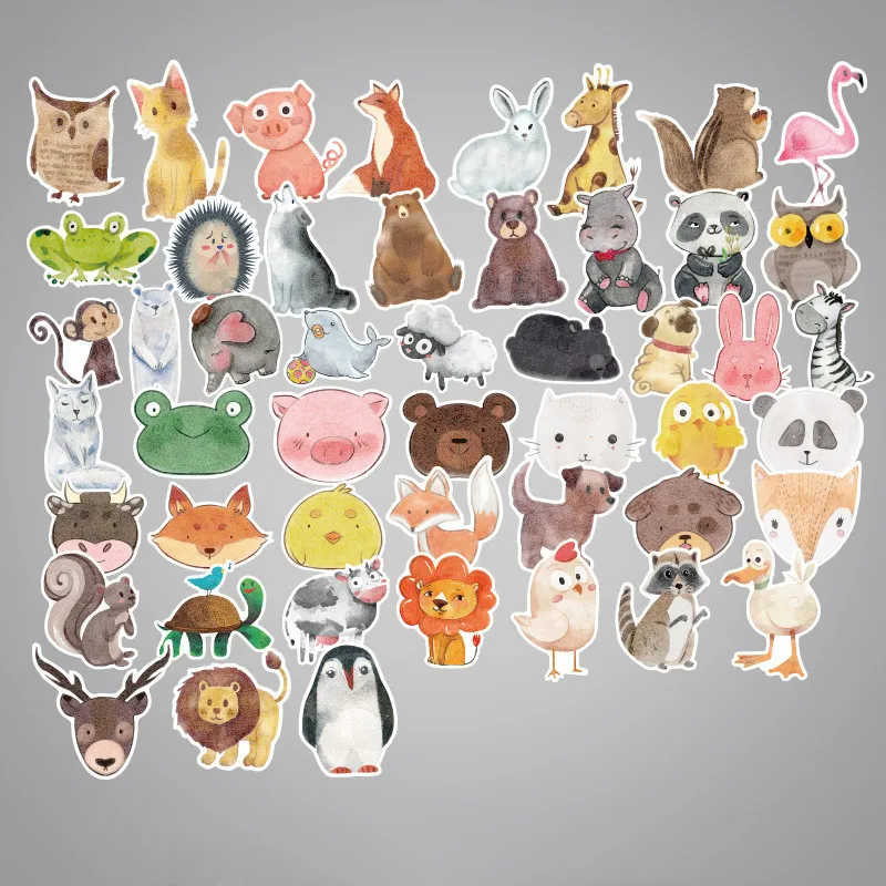 50 шт./лот водонепроницаемые супер милые Мультяшные наклейки с животными для