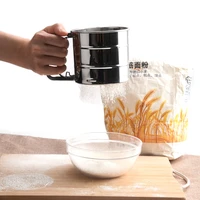 stainless steel flour sieve cup baking hand press semi automatic baking filter kitchen gadget cake manual sieve sugar sieve