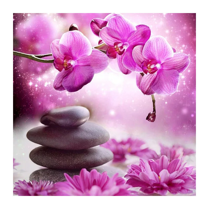 Новый 5D DIY алмазная живопись камень Орхидея круглая Алмазная вышивка крестиком