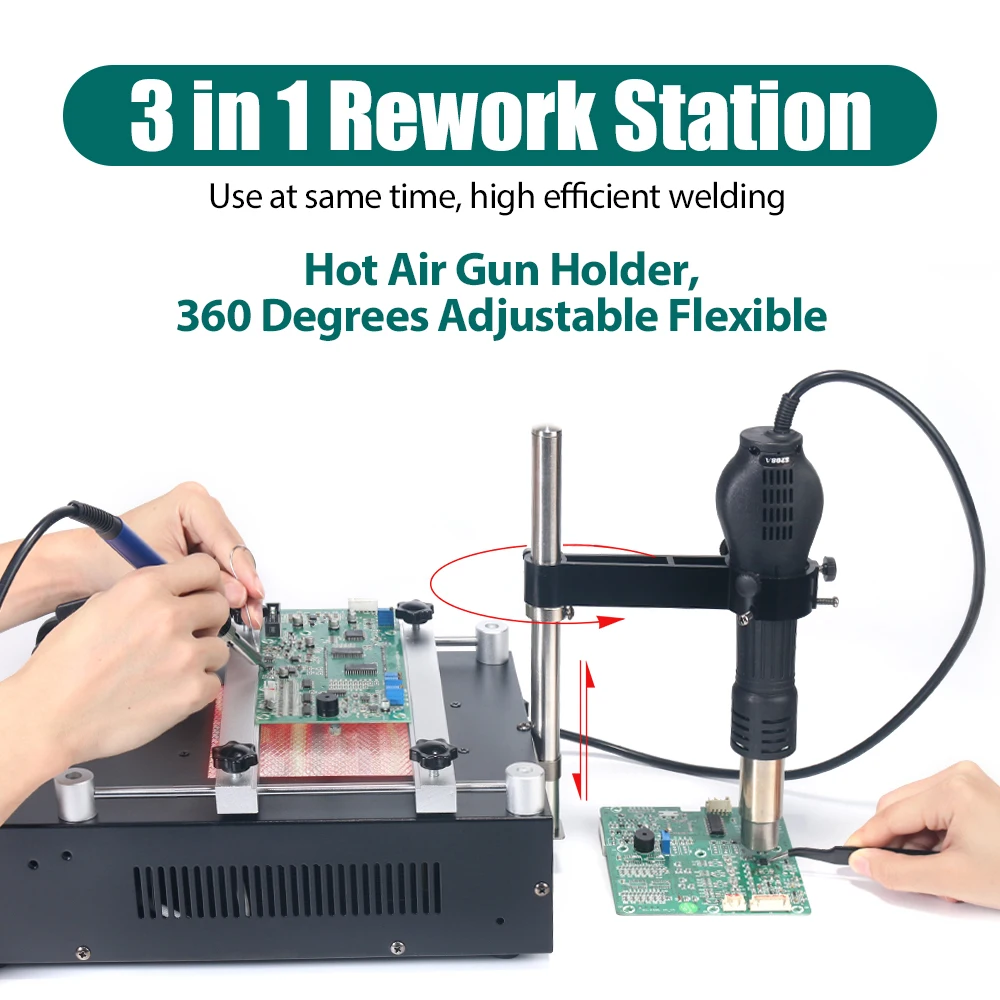 YIHUA 853AAA 1200W Preheating Station PCB Preheater Soldering BGA Rework Iron Heat Gun Welding | Инструменты