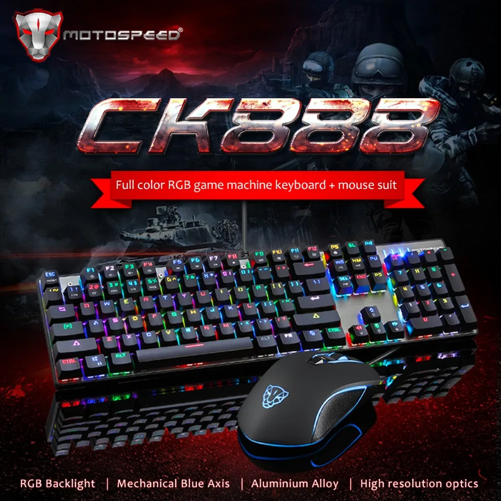 Motospeed CK888 механическая клавиатура с RGB подсветкой светодиодсветодиодный USB