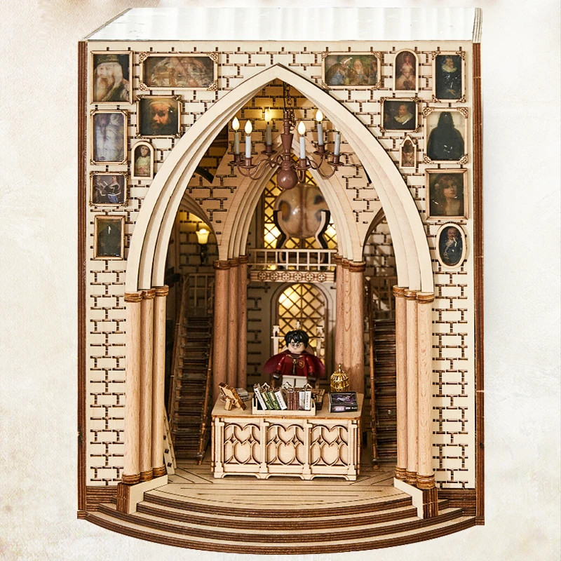 

DIY Wooden Principal's Office Model Building Kit Art Bookends Removable Handmade Books Decoration Castle Building Bookshelf Gift