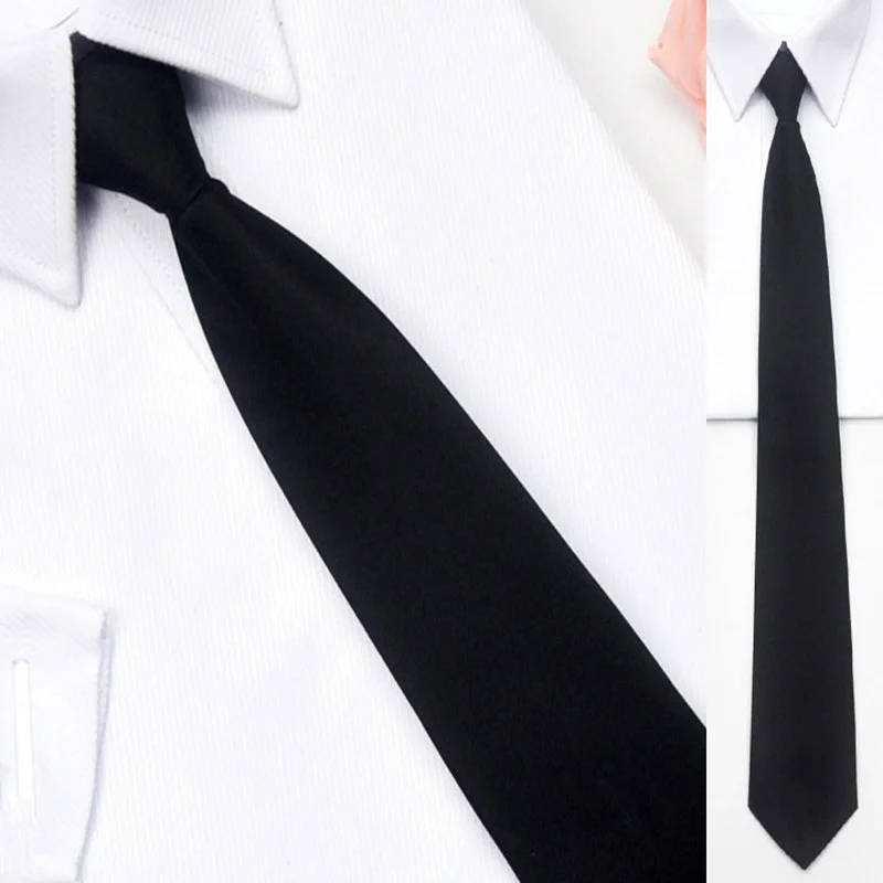 Черный Простой галстук с клипсой, галстук для защиты двери, стюарда, матовый черный похоронный галстук для мужчин, женщин, мужчин, студентов