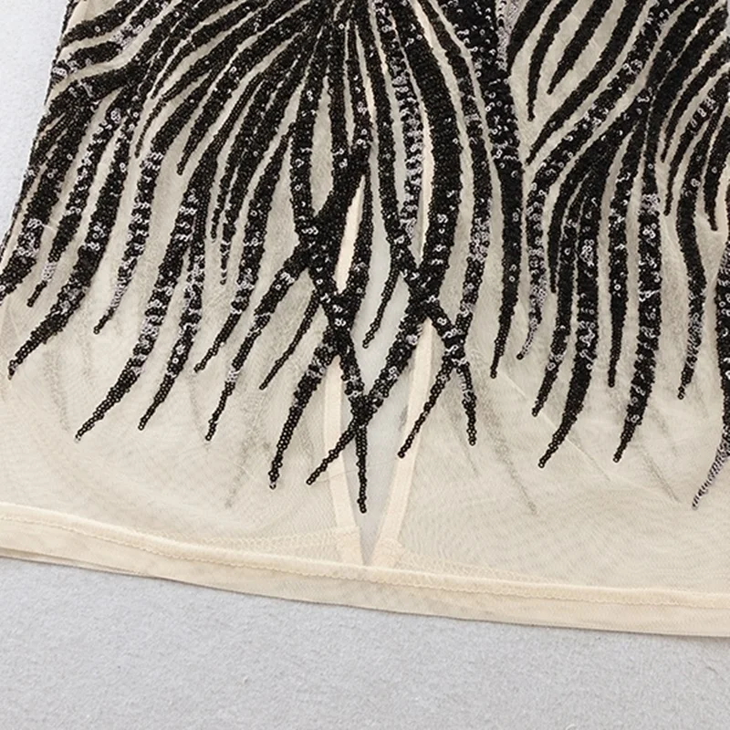 Женское платье с блестками длинное v образным вырезом и длинными рукавами