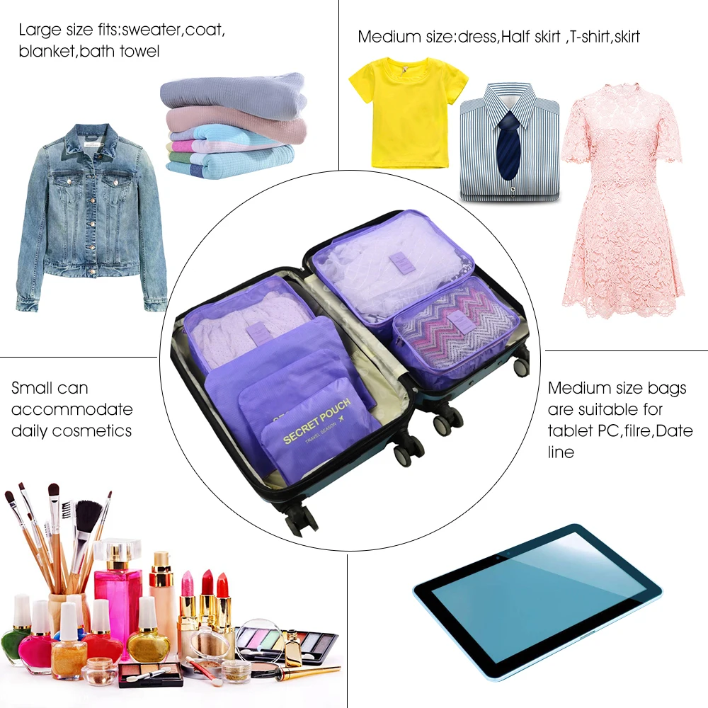 6 шт./компл. водонепроницаемая дорожная сумка для хранения одежды шкаф багажа