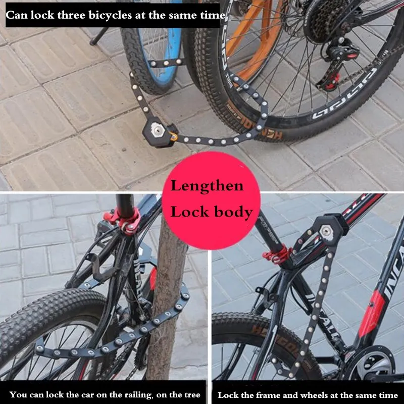 

Foldable bicycle lock Hamburg lock alloy anti-theft strong security bicycle folding lock fixing bracket bicycle chain lock