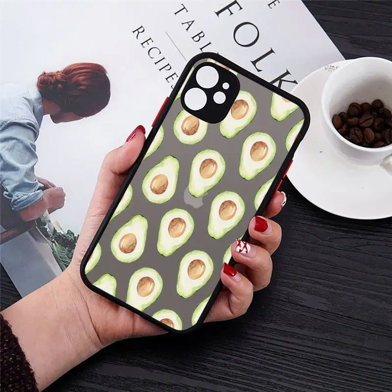 

Cute cartoon fruit avocado Phone Cases matte transparent For iphone 7 8 11 12 plus mini x xs xr pro max cover