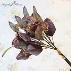 Искусственные листья эвкалипта ручной работы 5 веток фруктов овальные рождественские украшения для дома Искусственные цветы зеленые растения Трава