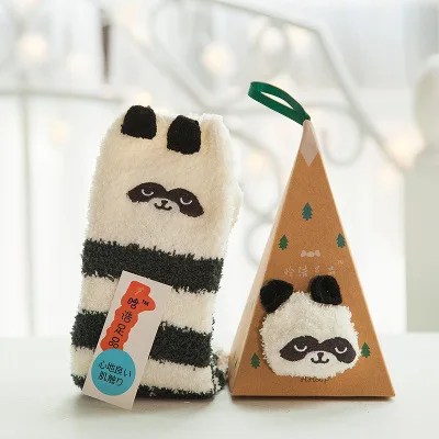 8 1pair fuzzy socks warm socks Embroidery Cartoon Casual Christmas Socks Towel socks Cute Sleep Socks Funny Socks Women kawaii Hot - Color: 8