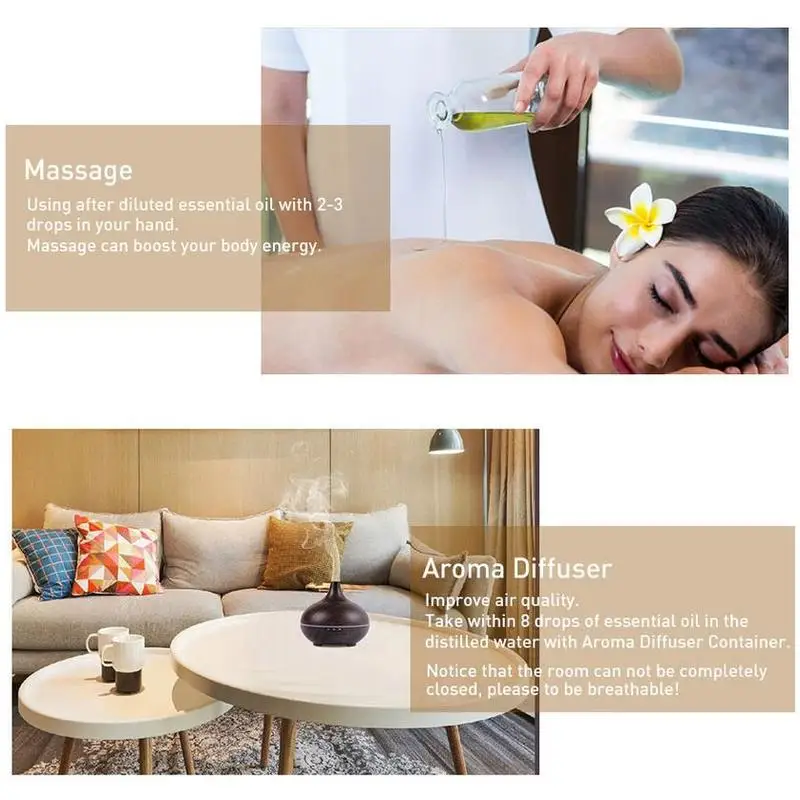 Лагунамун Эфирные масла 30 мл 1 унция Роза Чайное дерево Массаж Увлажнитель Мята Ладан Лаванда Жасминное масло.