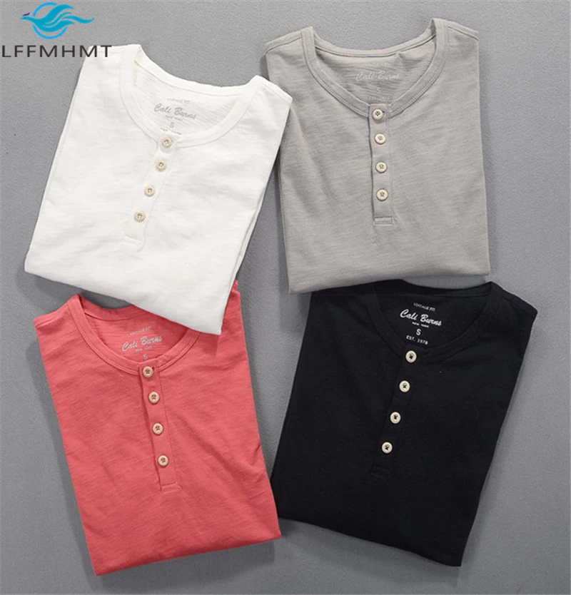 

Men Spring Trendy Japan Style Solid Color Long Sleeve t-Shirt Men Round Neck Slim Slub Cotton Pullover Tee Harajuku Leisure Tops