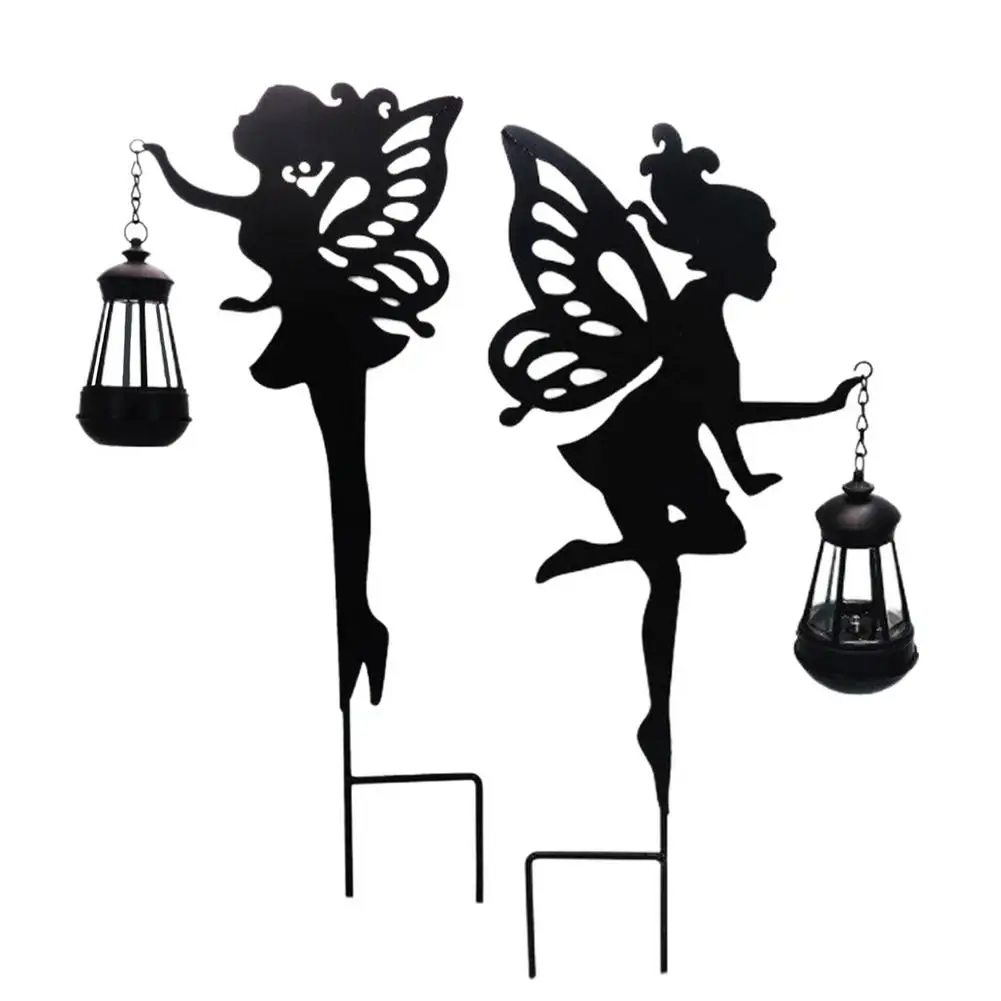 

Solar Fairy Garden Light Metal Elf Silhouette Stake IP44 Waterproof LED Lamp Ground Plug Outdoor Decor for Lawn