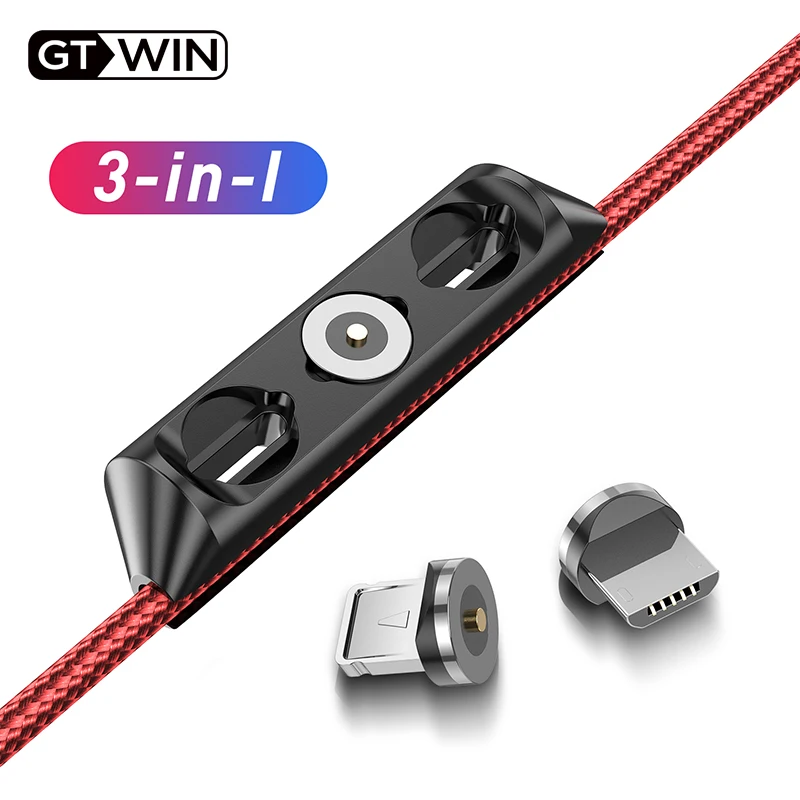 Магнитный штекер GTWIN для IOS Type C Micro USB кабеля портативный магнитный хранения