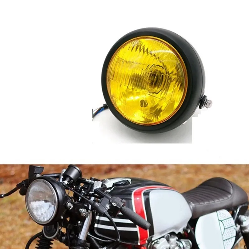 

1 Pcs Motorcycle Black Metal Retro E4 Halogen Front Headlight for Honda CG125 GN125 for Harley