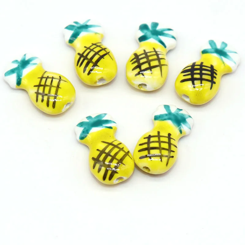 

Hand-painted Ceramic Pineapple Beads For Jewelry Making Necklace Bracelet 10x20mm Yellow Fruits Porcelain DIY Bead Accessories