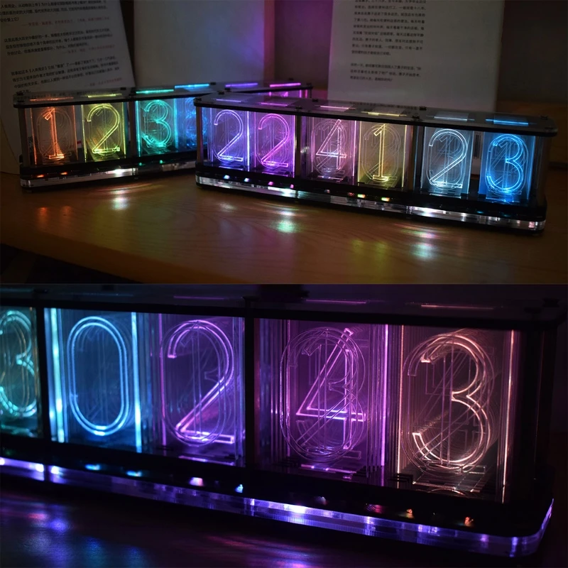 

Imitate Full Color RGB Glow Tube Clock LED Music Spectrum DIY Kits Decoration Gift Night Light Atmosphere Light