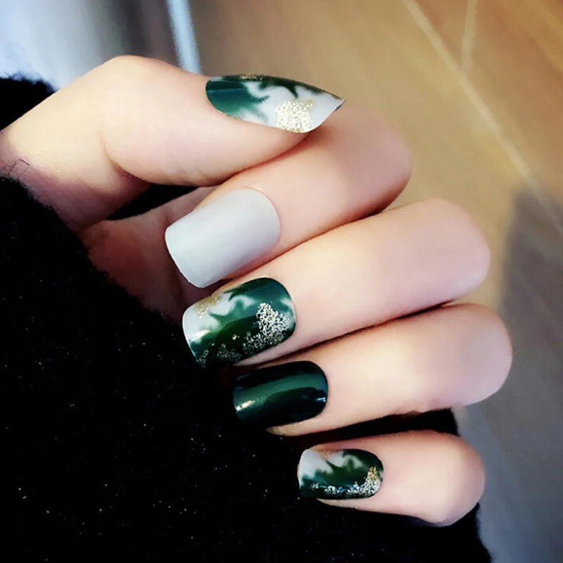 

24pcs False Nail Faux Ongles Full Cover Fake Nail Art Design With Nail Adhesive Glue Acrylic Press On Nail Tips