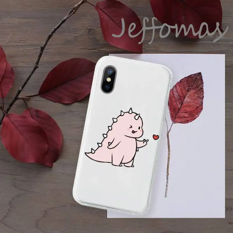 

Cute Cartoon Animal Dinosaur Phone Case Transparent for iPhone 11 12 mini pro XS MAX 8 7 6 6S Plus X 5S SE 2020 XR