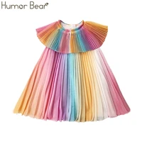 humor bear summer new girls dress doll collar gradient chiffon fashion pleated dress princess party dresses baby girls clothing