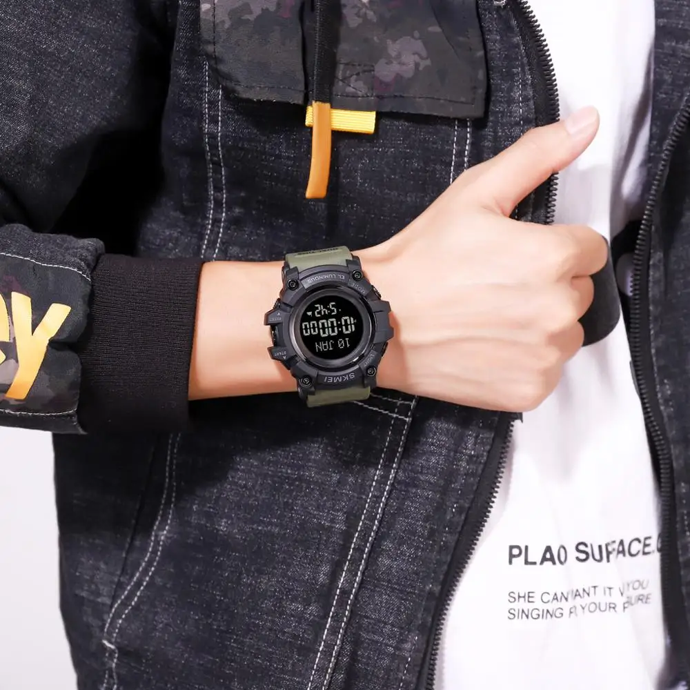 Электронные мужские наручные часы SKMEI со светодиодный ным дисплеем секундомер