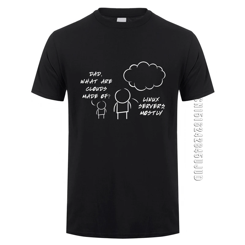 Футболка Linux server в основном с облаком летняя Мужская хлопковая футболка круглым