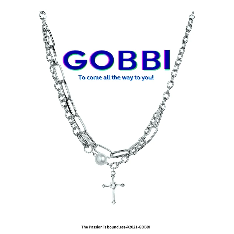 

GOBBI Personality Cross Necklace Women's Pendant Retro Multi-layered Wear Fashion Jewelry Hip Hop Gothic Clavicle Necklace Jewel