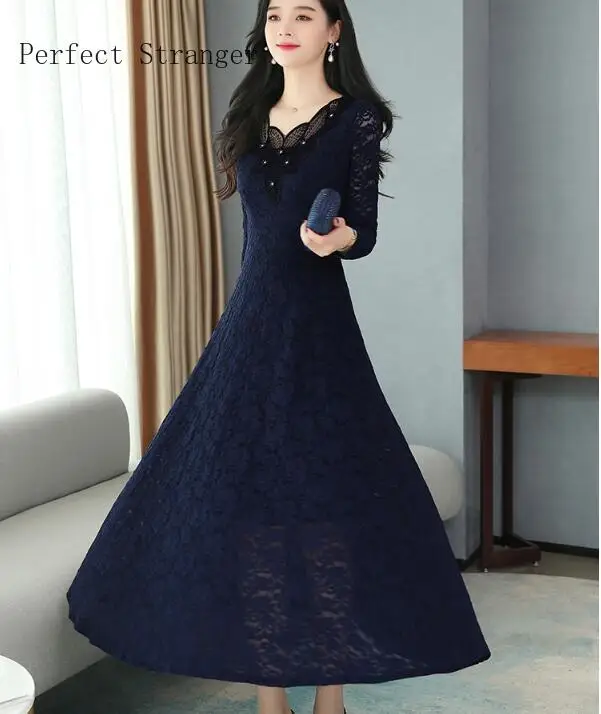 Женское длинное кружевное платье элегантное в стиле ретро с цветочной вышивкой и