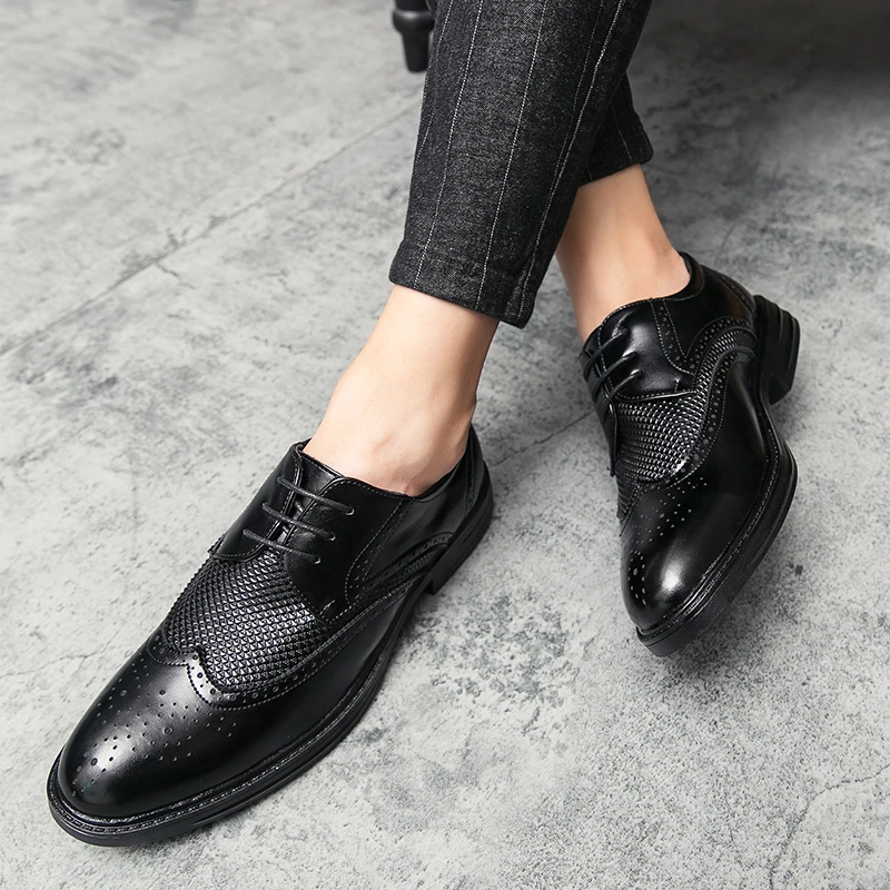 

Luxury Men Oxford Dress Shoes Leather Whole Cut Handmade Mens Shoes Lace Up Business Office Formal wedding party Shoes Men