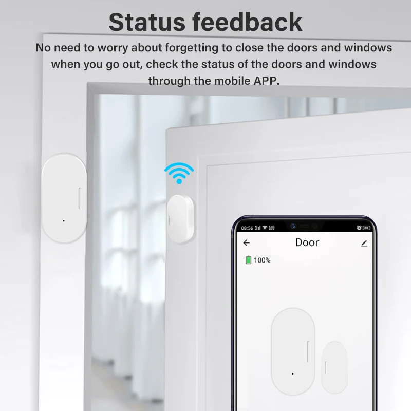 Смарт-датчик двери Tuya Zigbee 3 0 детектор открытия и закрытия дверей охранная защита
