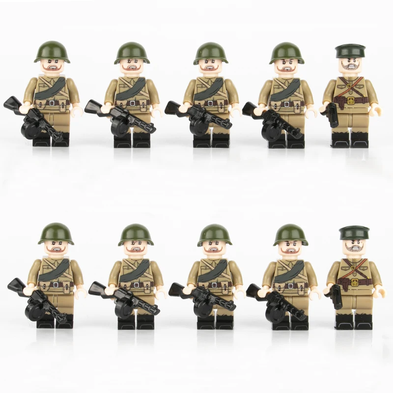 10 шт. WW2 военная армия советские солдаты фигурки строительные блоки русский