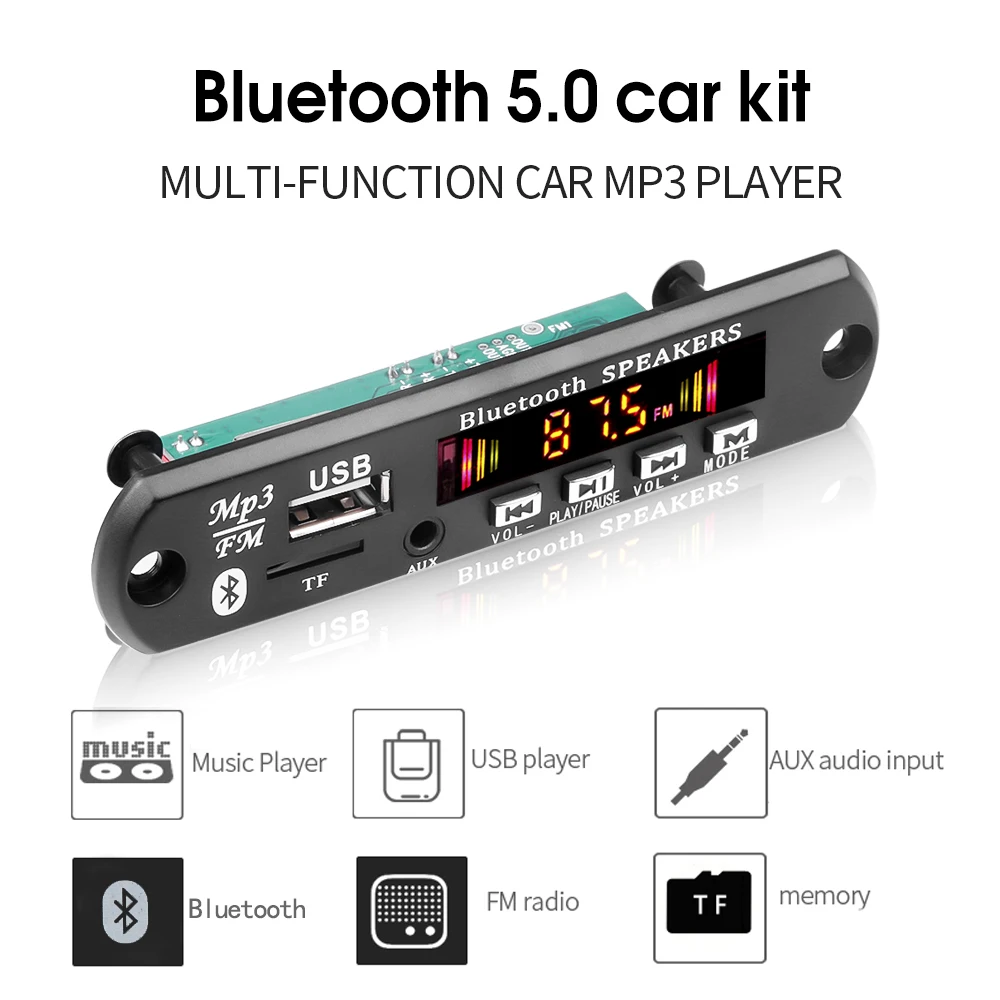 Плата Bluetooth MP3 для декодирования голоса 5 В плата записи 12 автомобильный модуль