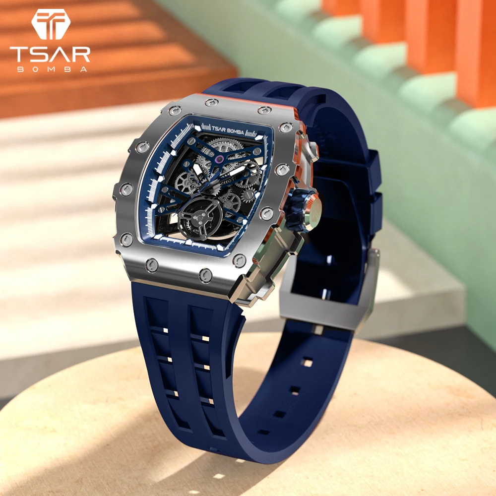 Automatic Watch for Men TSAR BOMBA Luxury Top Brand Mechanical Wristwatch TMI NH05 Movement Waterproof Relogio Masculino