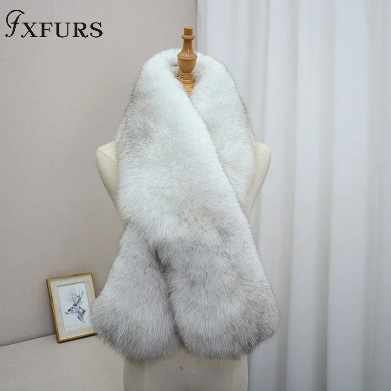 FXFURS роскошный шарф из натурального меха лисы кожаный шарф большого размера натуральный шаль из лисьего меха Зимний женский палантин