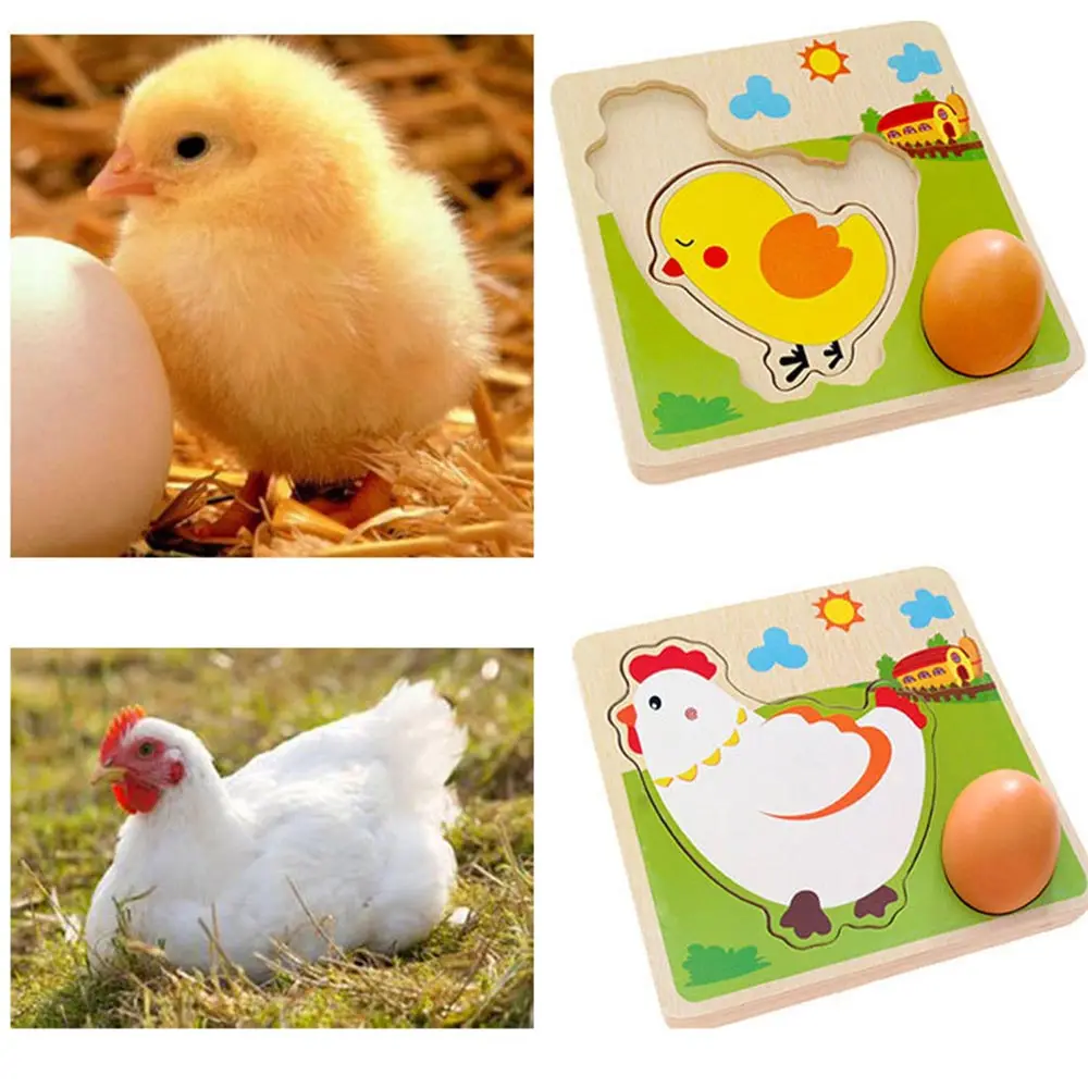 

Chicken Growth Hen Animal Multilayer Jigsaw Puzzle Baby Wooden Toys Kindergarten Montessori Early Education Toy Wood Puzzles