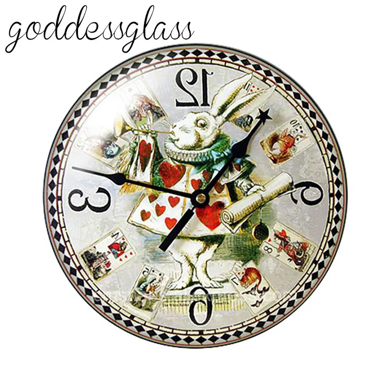 

Disney Alice Cheshire cat white rabbit 10pcs 12mm/18mm/20mm/25mm Round photo glass cabochon flat back Necklace Making findings