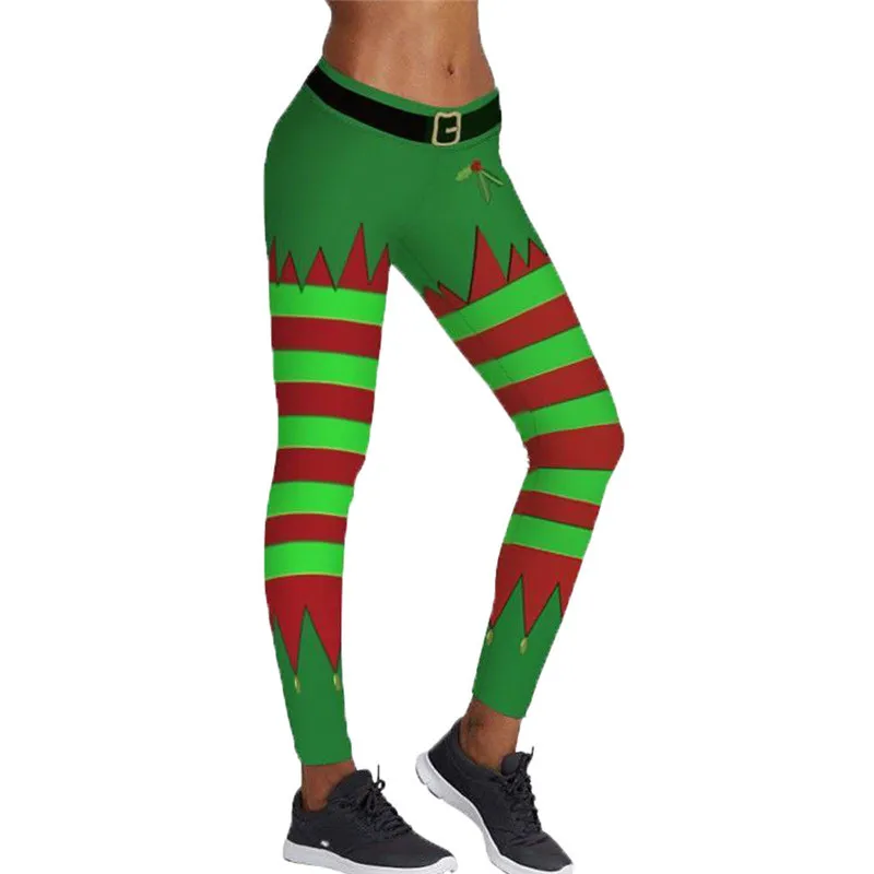 

2021 Christmas Style yoga pants sports leggings tights yoga printing lace sports fitness protective pants