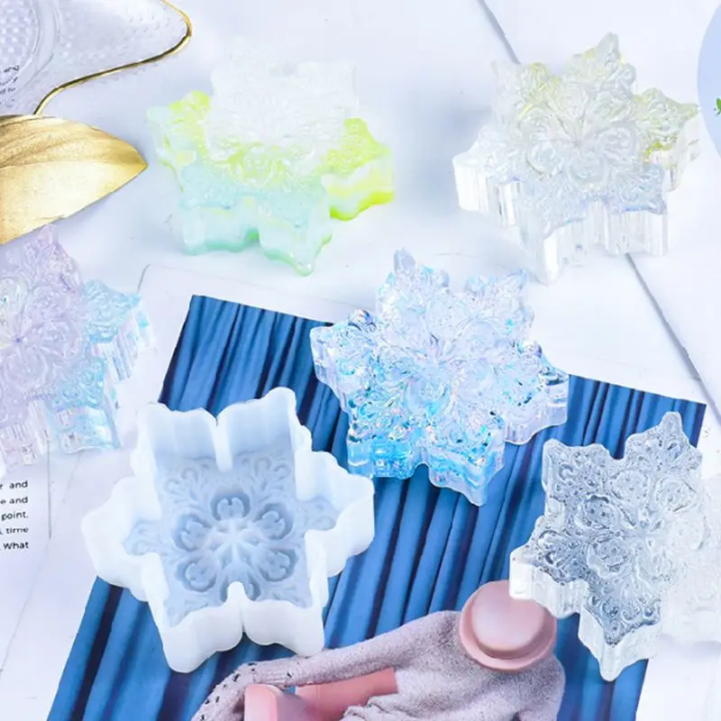 

DIY Crystal Epoxy Mould Large Snowflake Mold High Mirror Pendant Set Table Decoration Christmas ornament Gifts