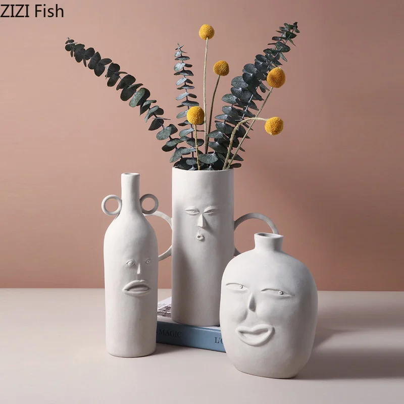 Интересная Европейская керамическая ваза с изображением лица украшение для