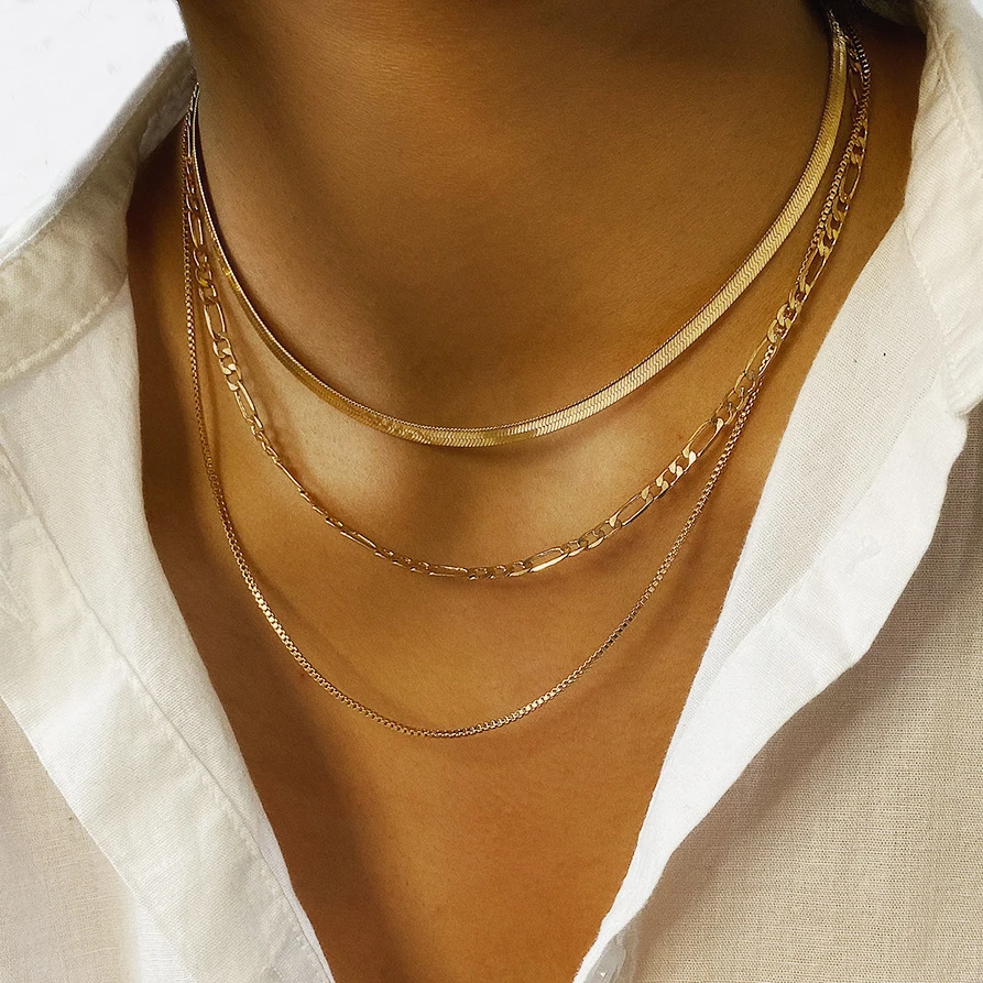 Ожерелье-чокер женское многослойное из толстой металлической цепи чокер в стиле