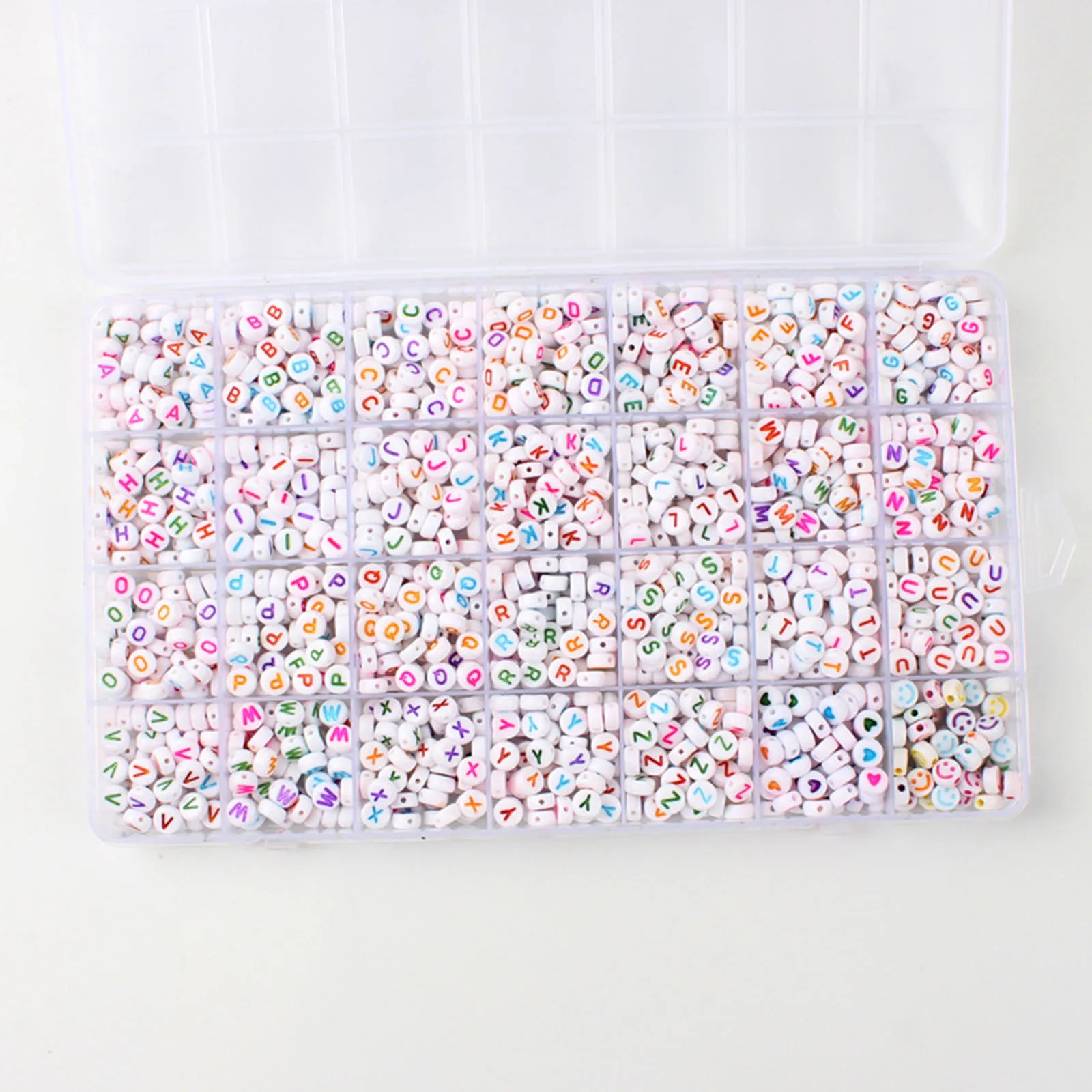 

Бусины из пластика с разноцветными буквами алфавита, 7 мм