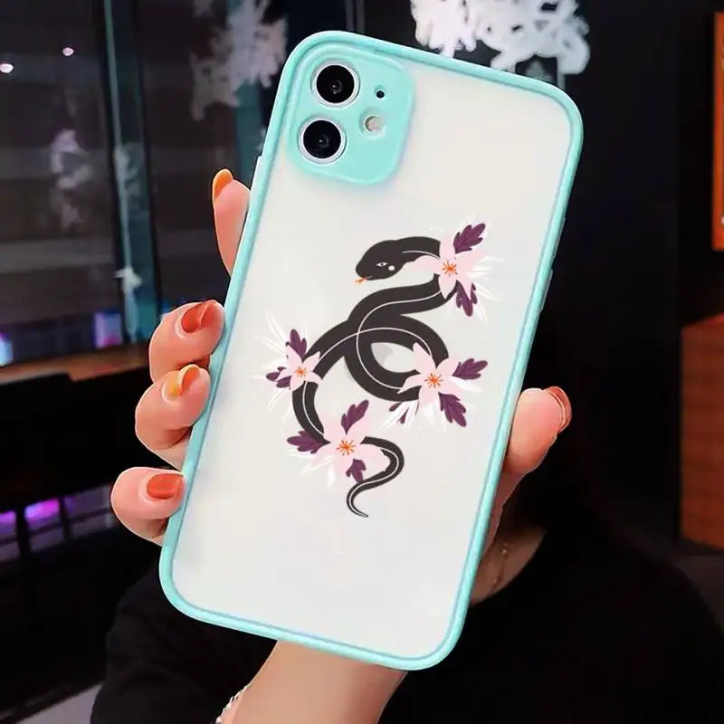 

Hand Snake Phone Cases Matte transparent For blue iPhone 12 Mini 11 Pro XR XS Max 7 8 Plus X Back Cover