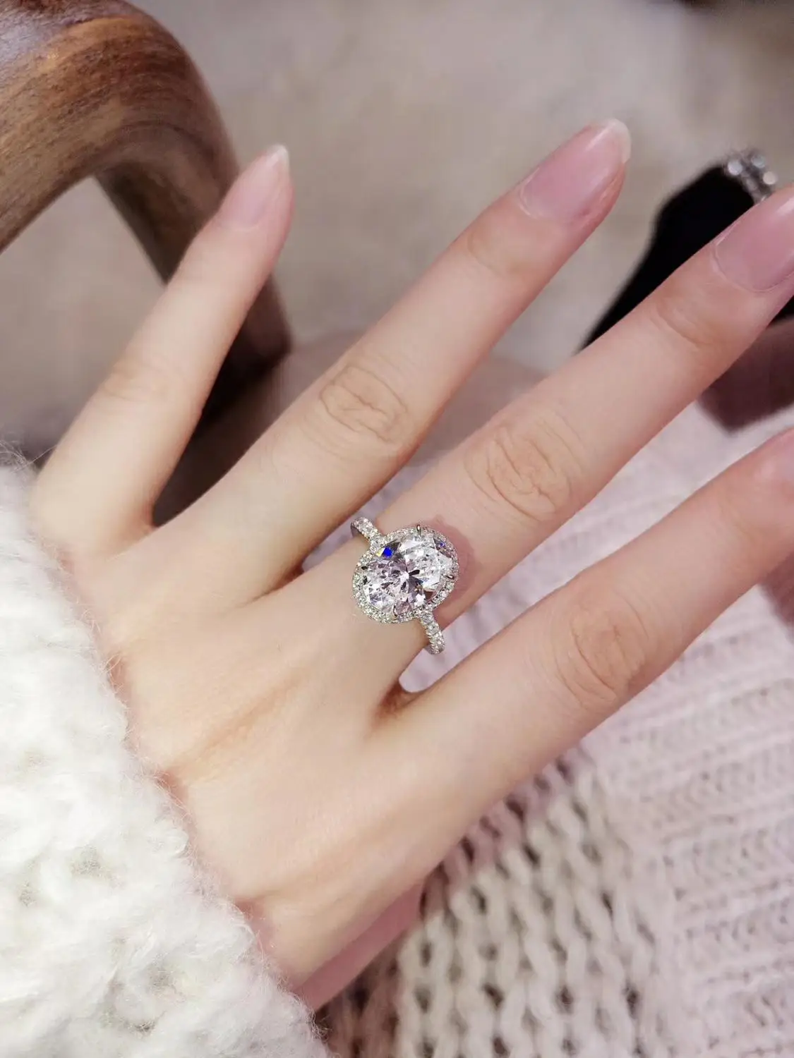 Высококачественное обручальное кольцо 3 карата HW овальной формы в форме воды из