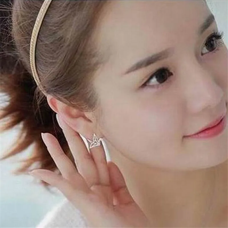 Тысячи бумажных кранов серебряные серьги гвоздики цветные из сплава оригами