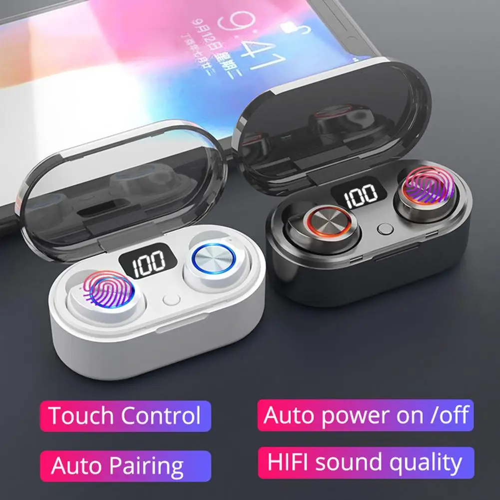 

1 пара TW80 Bluetooth 5,0 Автоматическое Сопряжение TWS стерео светодиодный цифровой дисплей наушники-вкладыши Беспроводные наушники с зарядным уст...