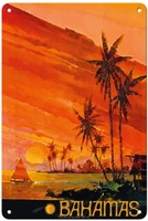 pacifica island art bahamas national airlines vintage airline travel poster c 1960s 8in x 12in vintage metal tin sign