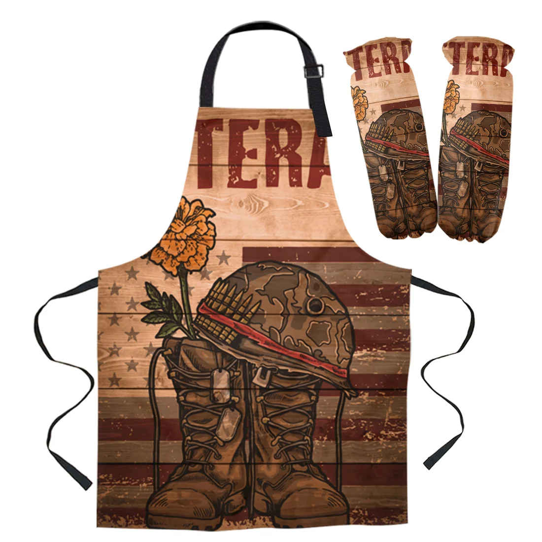 Сапоги с цветочным флагом ретро фартук имитацией под дерево для кухни бара