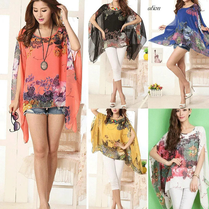 Популярная Осенняя модная женская шифоновая блузка с принтом Солнцезащитная