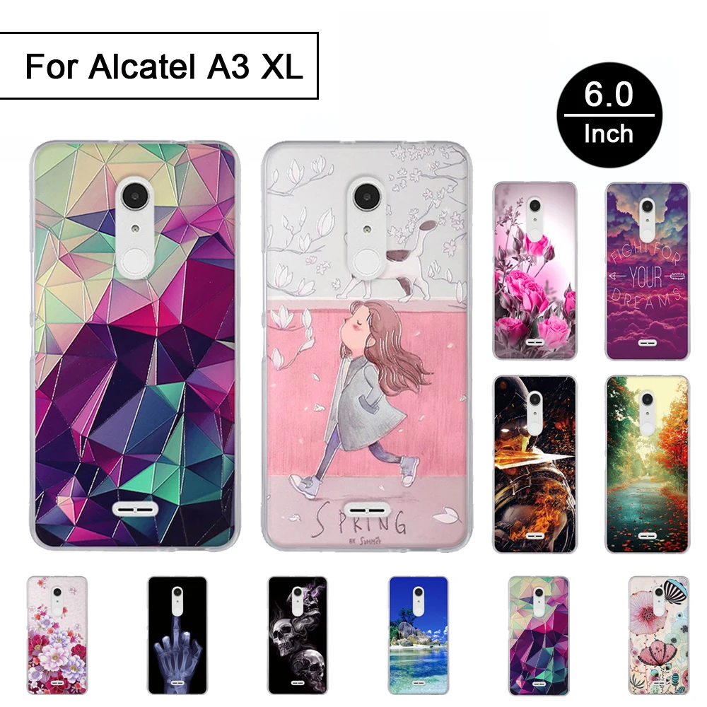 3D рельефный ТПУ чехол для Alcatel A3 XL 6 0 дюймов стерео окрашенный мягкий телефона s