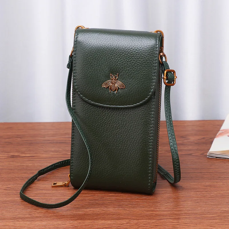 

Women CrossBody Bags Pink Bag Mobile Phone Bags Genuine Leather Small Shoulder Bags Solid Lady Single Cell Phone Pocket Flap